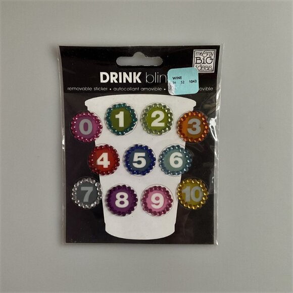 DRINK BLING REMOVEABLE BEVERAGE BLING EMBELLISHMENTS, NUMBER STICKERS - Picture 2 of 4